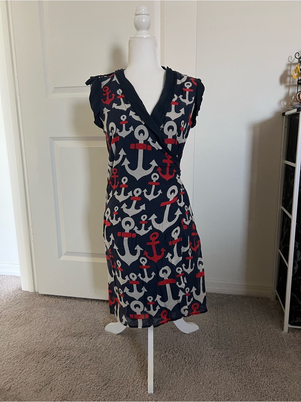 EUC Eva Franco Navy Anchor Dress - Size 6